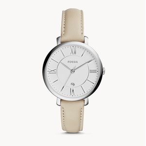 NWT Fossil Jacqueline Beige Leather Watch